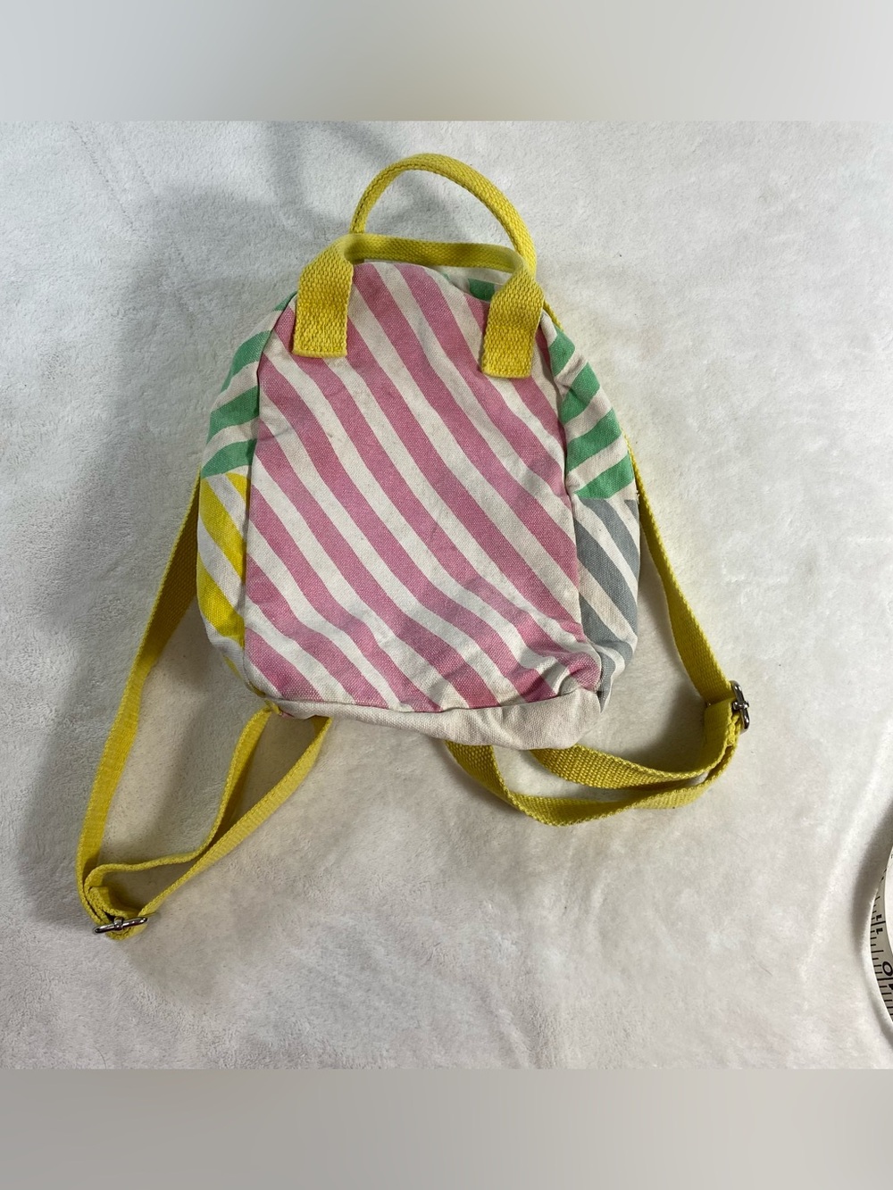 Fluf Organic Cotton Canvas Mini Backpack Candy Stripe Yellow Pink